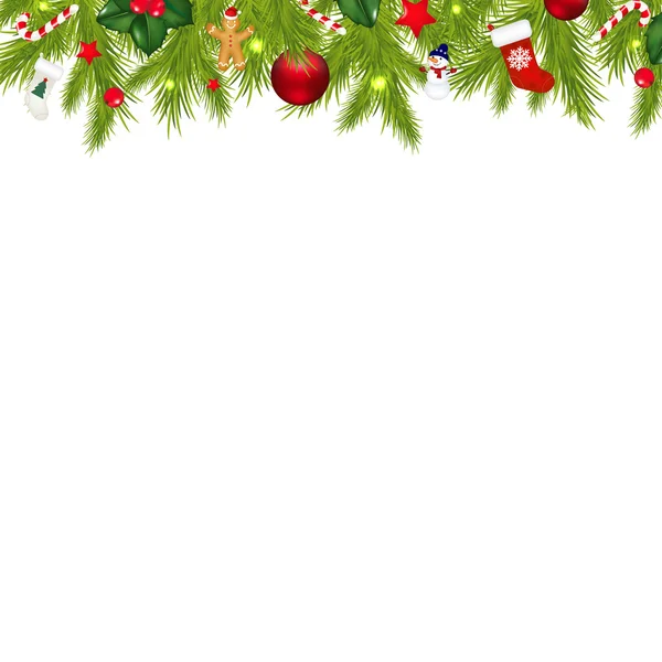 Christmas Border With Xmas Garland — Stock Vector