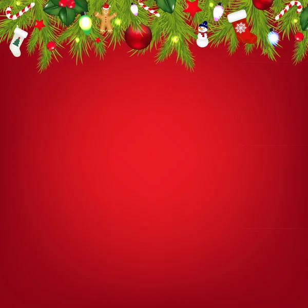 Xmas grens met kleur garland — Stockvector