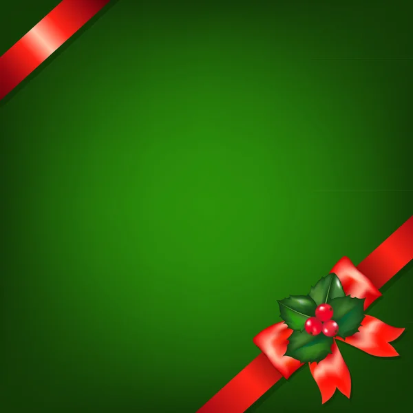 荷莉贝瑞圣诞红丝带 — 图库矢量图片