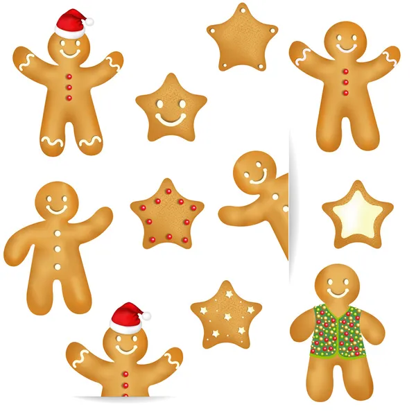 Gingerbread Cookies Set — Stock Vector