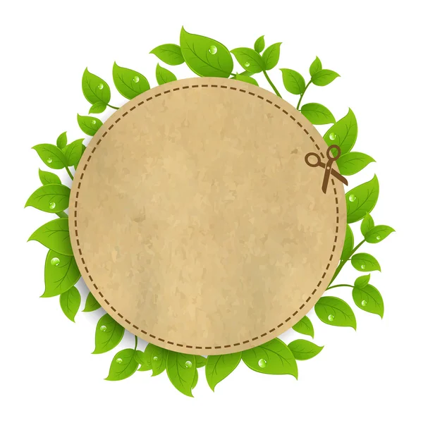 Cupón de anuncio con hojas — Archivo Imágenes Vectoriales