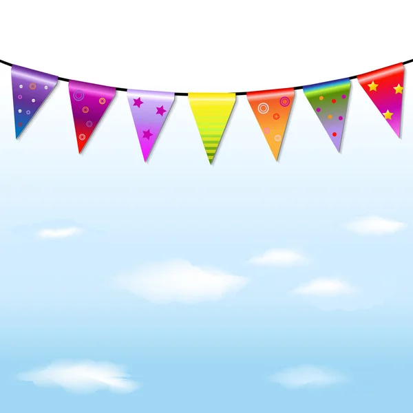 Rainbow Bunting Banner Garland With Sky — Stock Vector