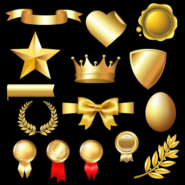 Gran conjunto de elementos de oro — Vector de stock