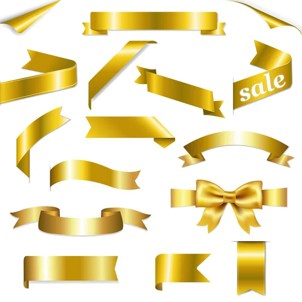 Golden Web Ribbons Set — Stock Vector