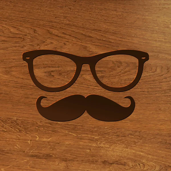 Fondo de madera con símbolo Hipster — Vector de stock