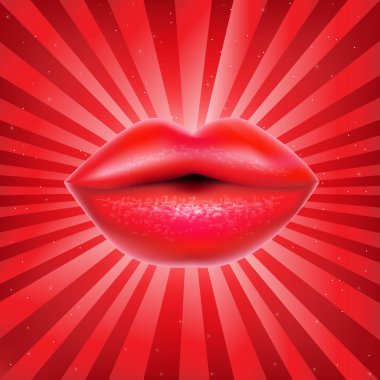 Red Lips With Sunburst clipart