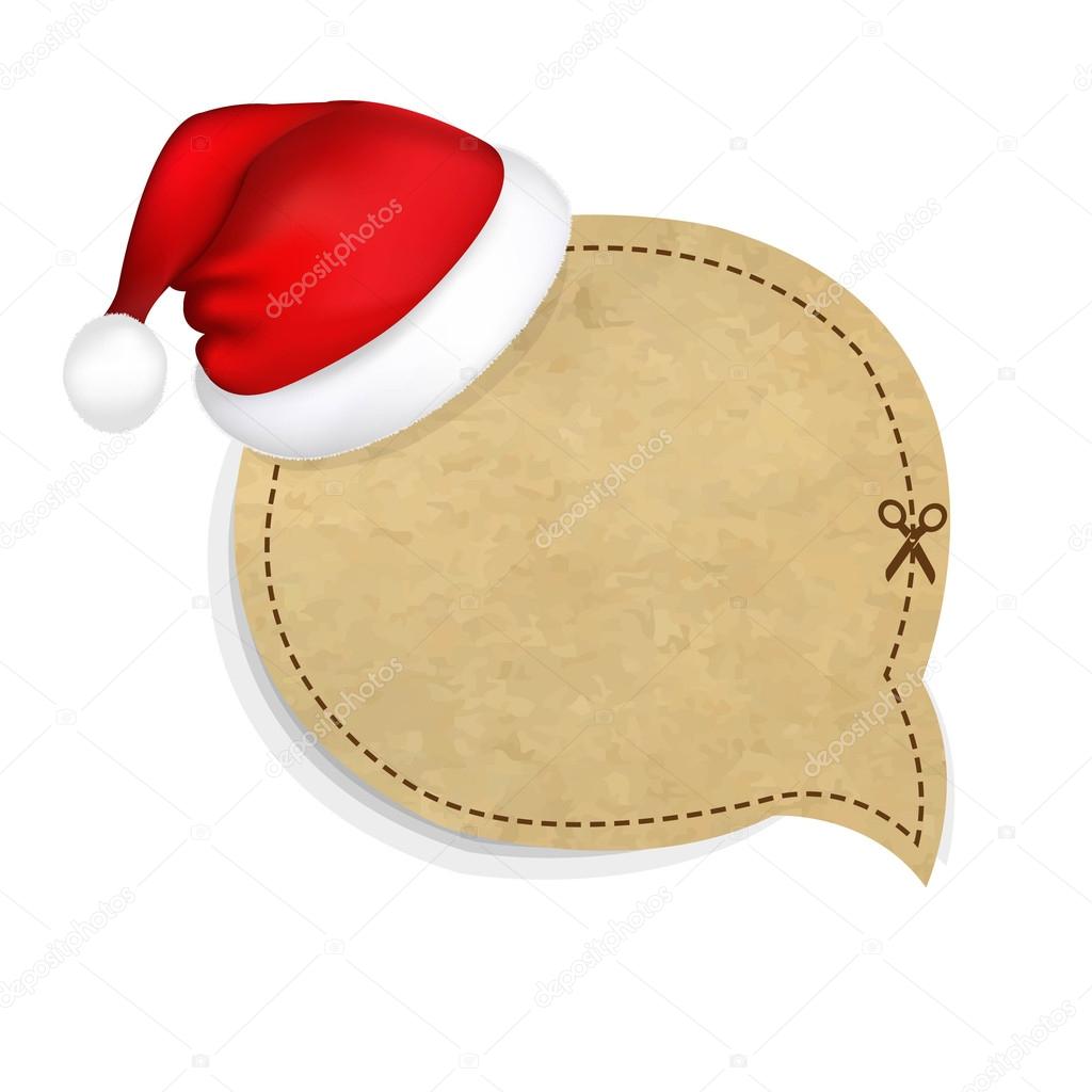 Old Banner With Cap Of Santa Claus