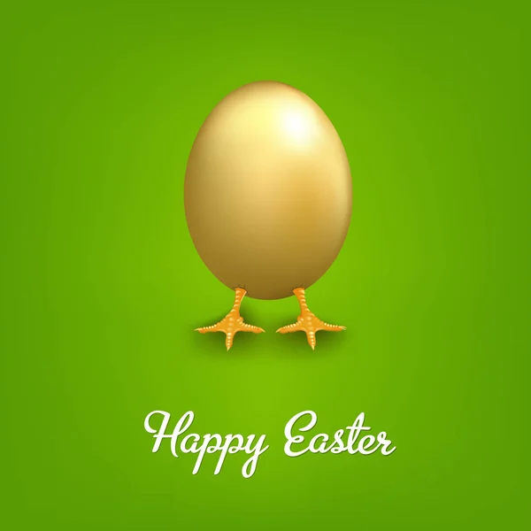 Happy Easter Card With Golden Egg — Stock Vector