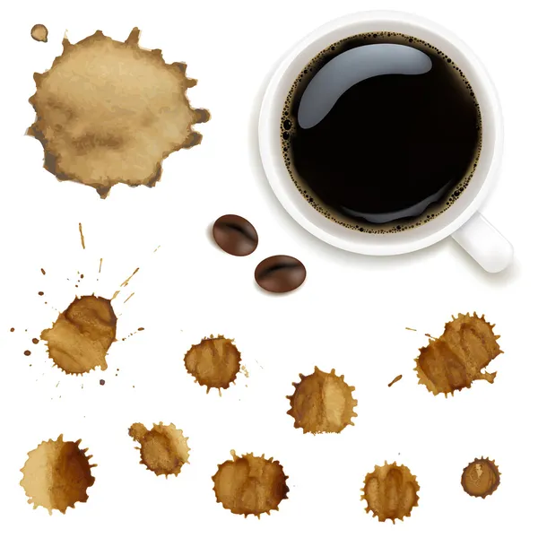 Tasse Kaffee mit Flecken Set — Stockvektor