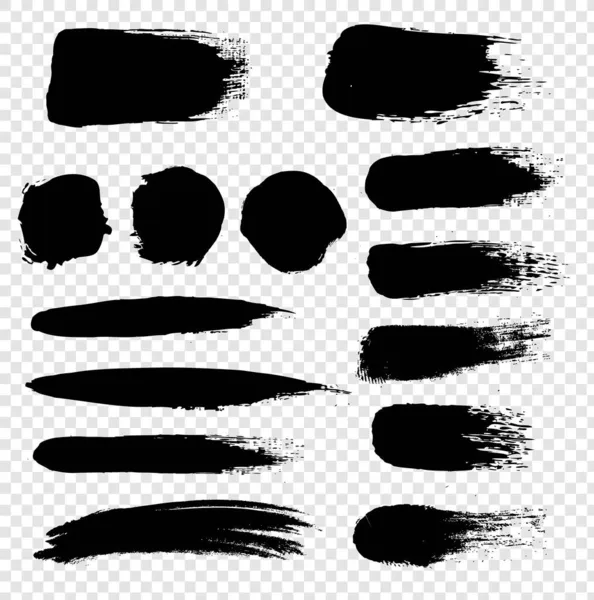 Black Blot Set met transparante achtergrond — Stockvector