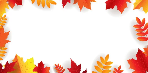 Autumn Border With Bright Leaves — Stock Vector