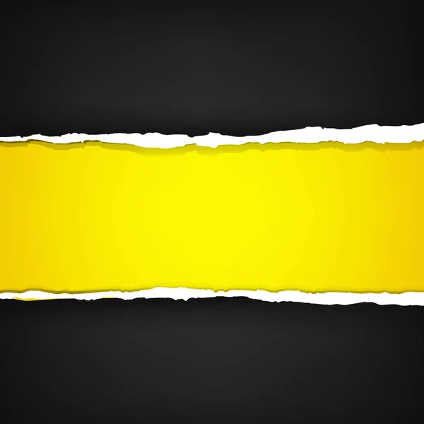 Banner negro con papel rasgado — Vector de stock