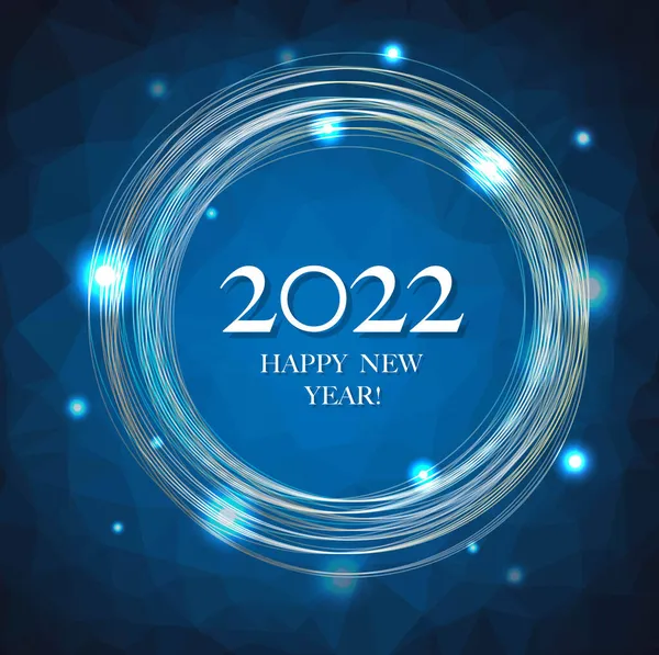 Carte de nouvelles années avec fond bleu Poligonal avec texte — Image vectorielle