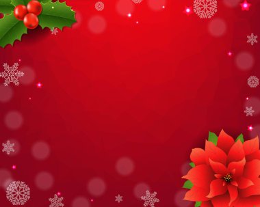 Noel kartı holly berry ve Atatürk çiçeği