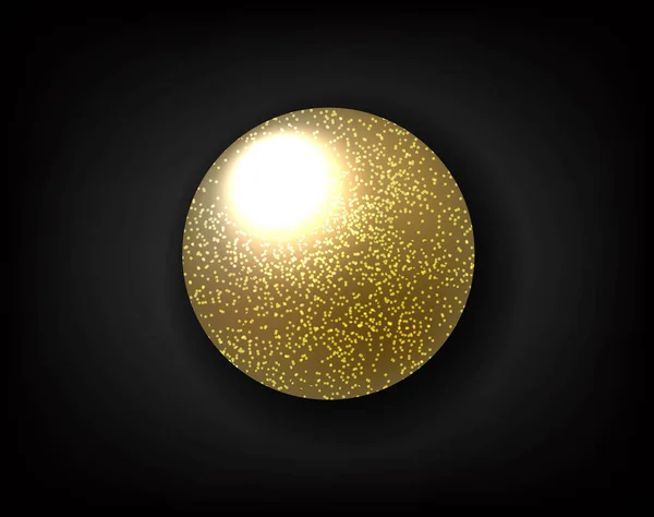 Zwarte achtergrond en gouden glitter bal — Stockvector