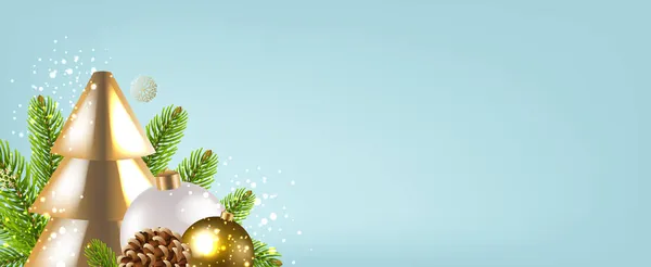 Cartão de Natal feliz com fundo de hortelã de árvore de abeto —  Vetores de Stock