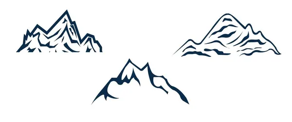 Montanhas desenhadas à mão conjunto isolado e fundo branco —  Vetores de Stock
