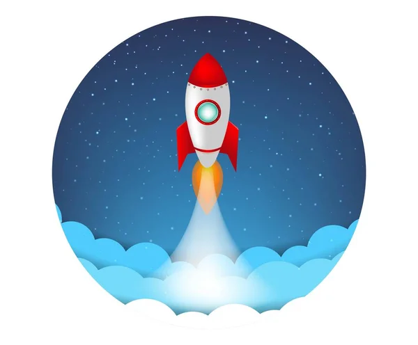 Conceito de inicialização Flat Rocket Icon Isolado — Vetor de Stock