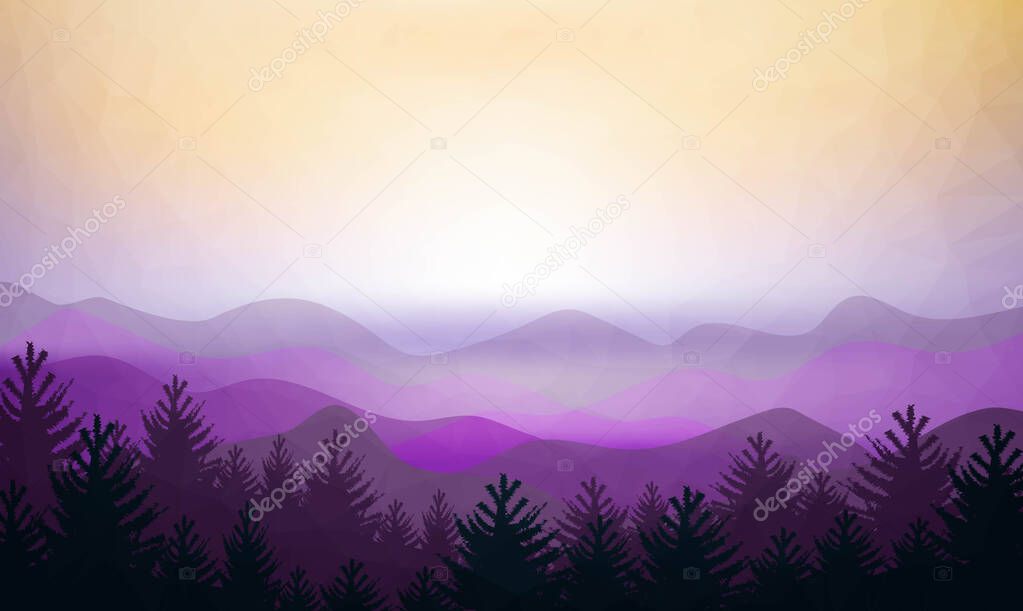 Violet Panoramic View Mountain Landscape