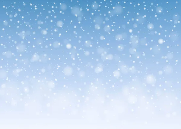 Chute de neige avec fond bleu et neige — Image vectorielle