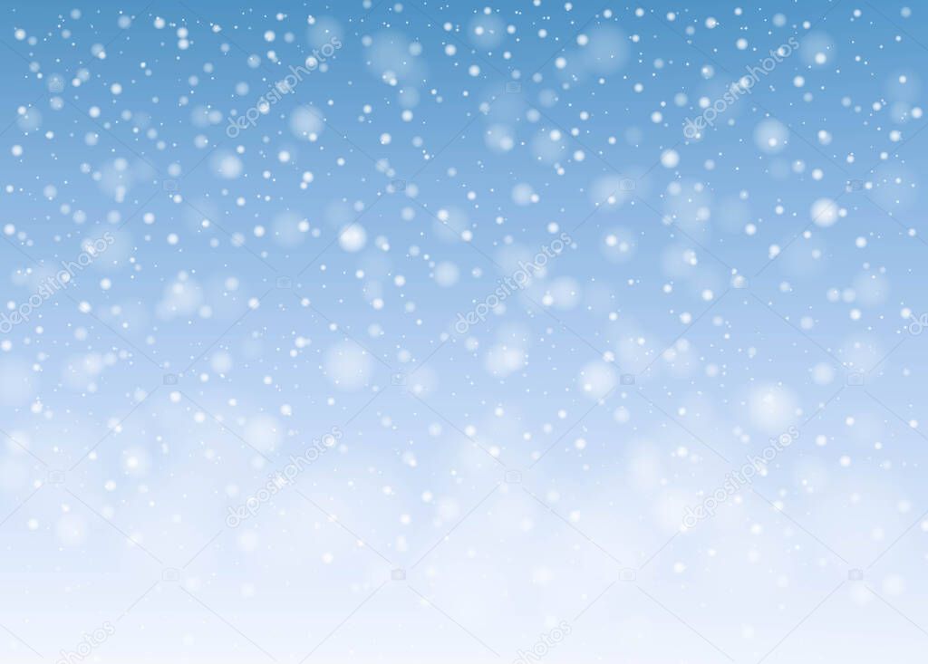Snowfall With Blue Background And Snow
