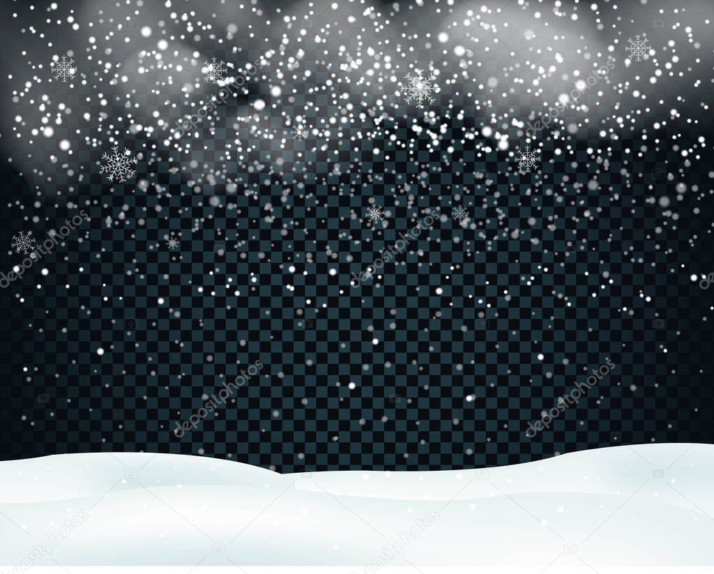Winter Background With Snowfall With Snowflakes