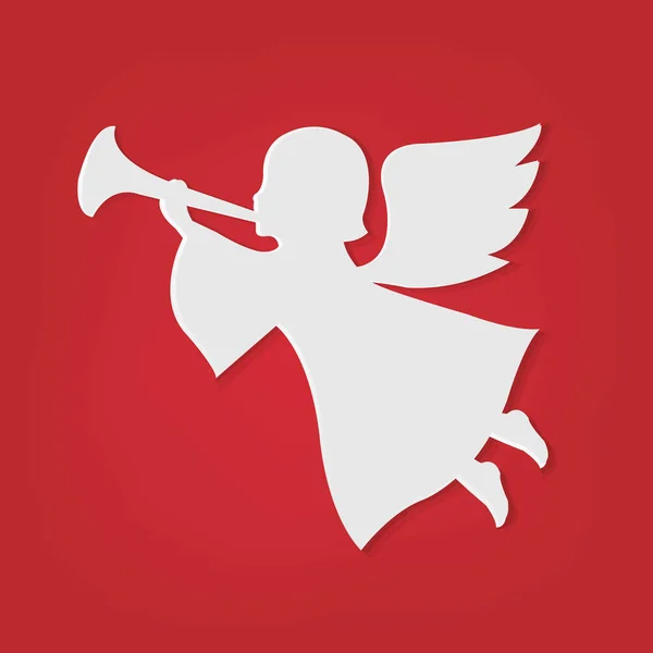 Cartaz de Natal com anjo com fundo vermelho — Vetor de Stock