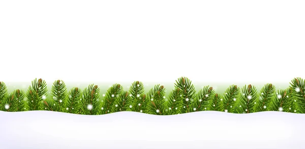 Frontera del árbol de abeto de Navidad con fondo blanco aislado de nieve Vector De Stock