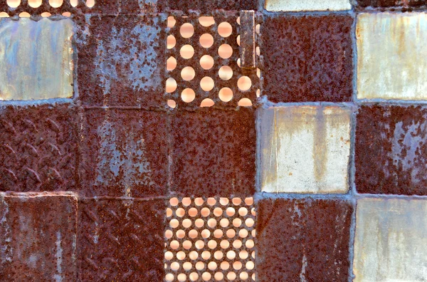 Quadrados de metal enferrujado — Fotografia de Stock