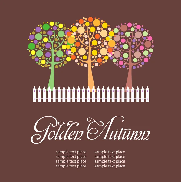 Carta fina de otoño con árboles estilizados . — Vector de stock