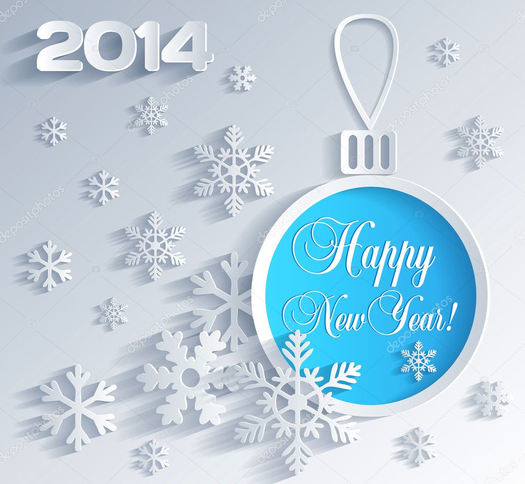 New Year card with Christmas ball decoration