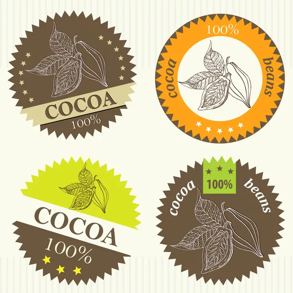 Cocoa bean label - Illustration - Stok Vektor
