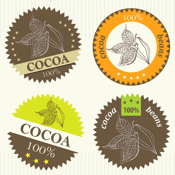 Etichetta del fagiolo di cacao - Illustrazione — Vettoriale Stock