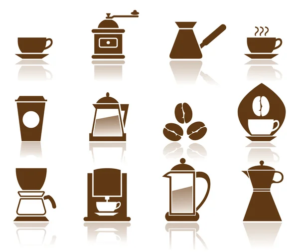 Ilustração - Conjunto de ícones de café elegante . — Vetor de Stock
