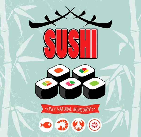 Menu baru sushi. — Wektor stockowy