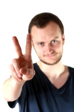 adam bir barış işareti yapmak