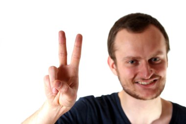 adam bir barış işareti yapmak