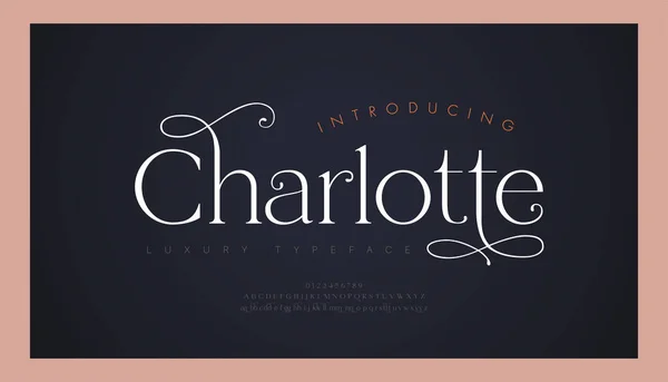 Elegantní Písmo Číslo Svatební Abecedy Typografie Uxury Classic Písmo Serif — Stockový vektor