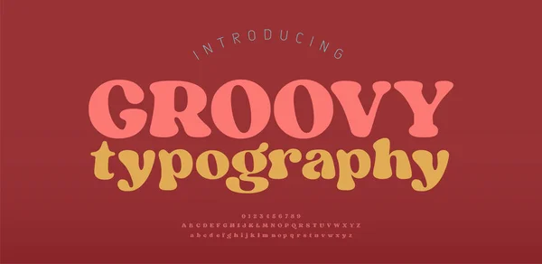 70S Retro Groovy Alphabet Letters Font Number Typography Decorative Fonts — Archivo Imágenes Vectoriales