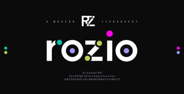 Minimal yazı tipi yaratıcı modern alfabe. Nokta lı tipografi düzenli ve sayı. minimalist stil yazı tipleri ayarlanır. vektör illüstrasyon