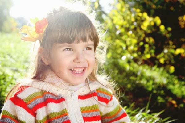 Laughing Little Girl Outdoors on Sunny Day — Stock Photo, Image