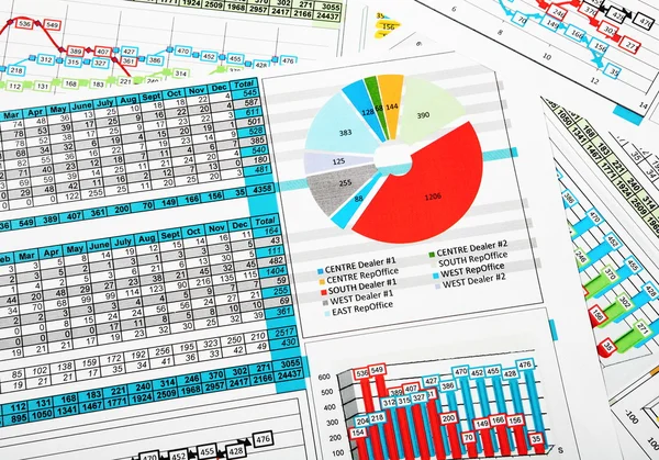 Business Report in Charts with Sales Statistics — Stock Photo, Image