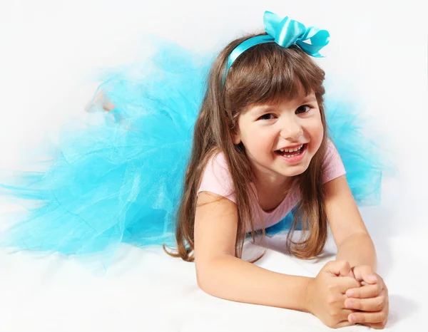 Laughing Little Girl Laying — Stock Photo, Image