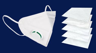 White five layer respirator mask with valve