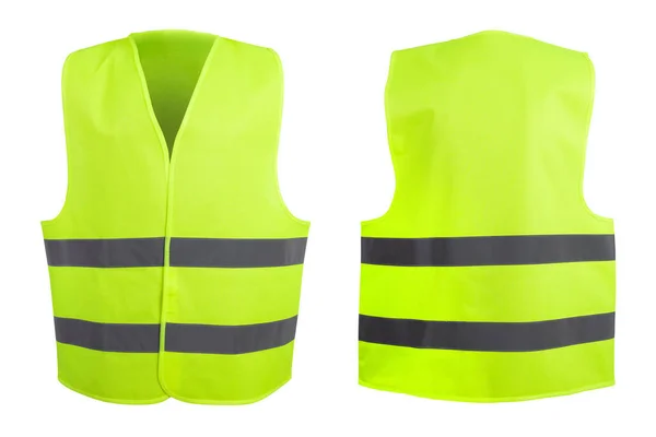 Safety warning signal vest with reflective stripes — 图库照片