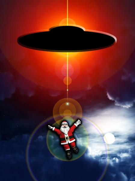 Alien ontvoerd santa claus — Stockfoto