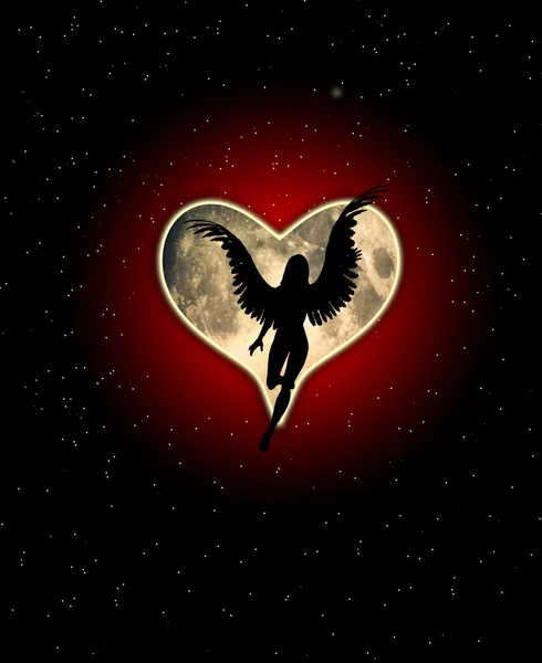 Coração de anjo Lua — Fotografia de Stock