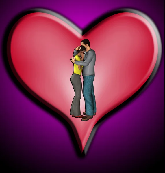 Para przytulanie z miłości serca — Zdjęcie stockowe