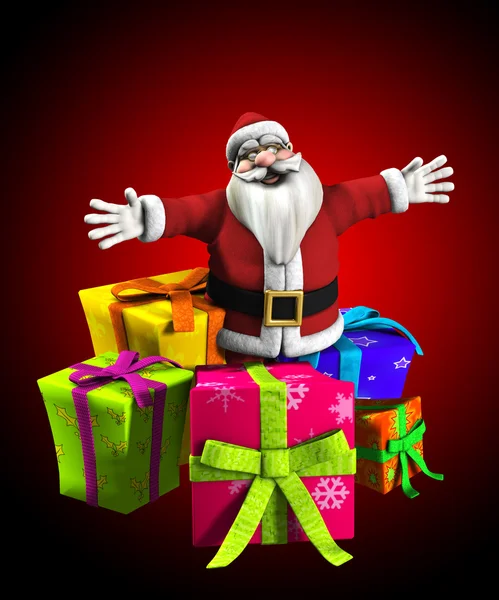 Papá Noel con regalos —  Fotos de Stock