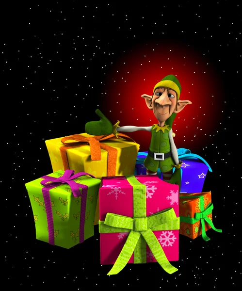 Santas Elf With Presents — Stock Photo, Image